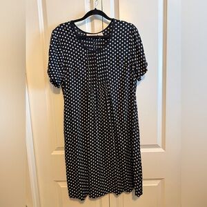 Elegant LA Cera Black Dress with White Polka Dots
